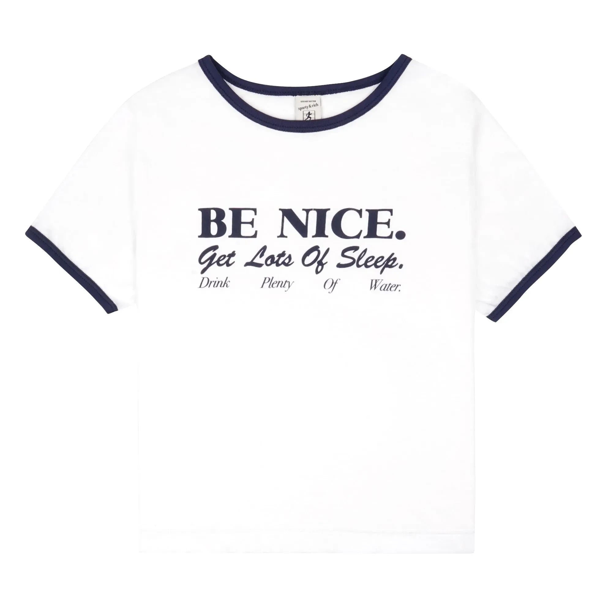 Sporty & Rich - Be Nice Geri Dönüştürülmüş Pamuk Kontrast Tişört | Beyaz