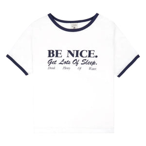 Sporty & Rich - Be Nice Geri Dönüştürülmüş Pamuk Kontrast Tişört | Beyaz