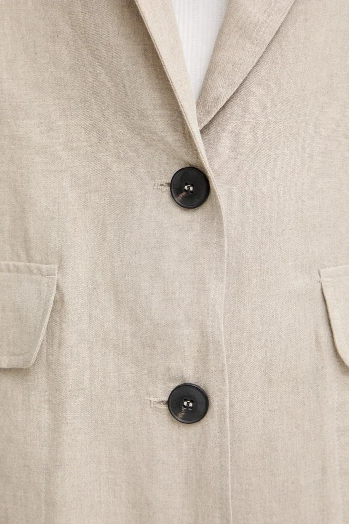 Max&Co. blazer de lino de un botón para mujer MCOSTAMPA