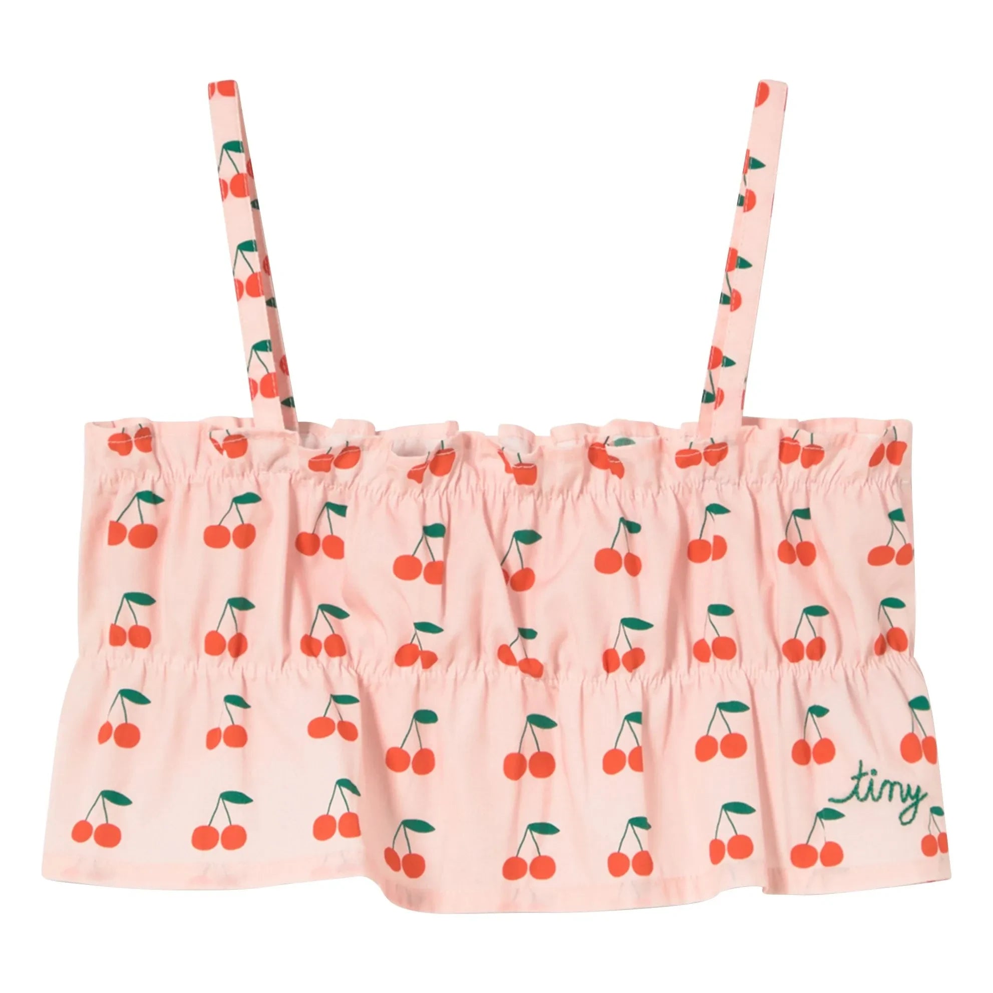 Tinycottons - Top fruncido cerezas | Rosa claro