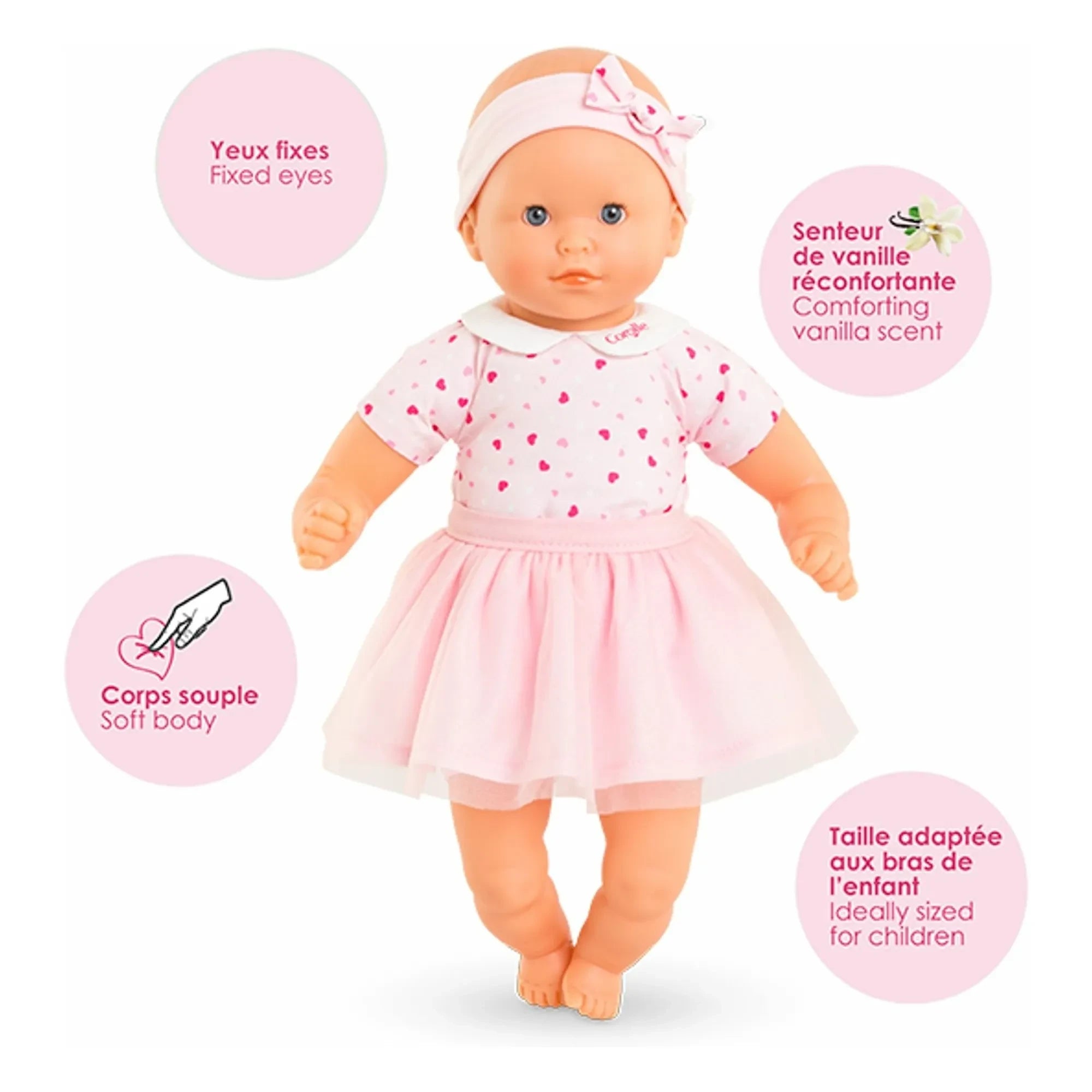 Corolle - Mi primer muñeco - Lindo osito de peluche con corazón | Rosa claro
