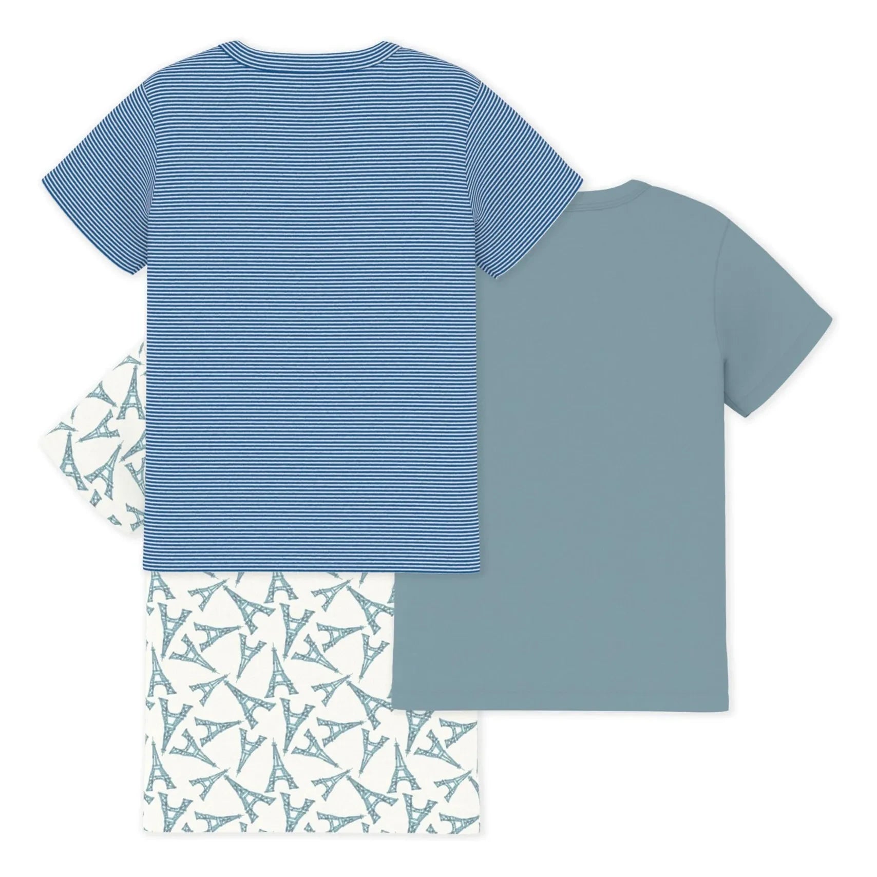 Petit Bateau - Conjunto de 3 camisetas Torre Eiffel | Verde