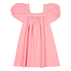 Búho - Vestido Festón de Algodón Orgánico | Rosa caramelo