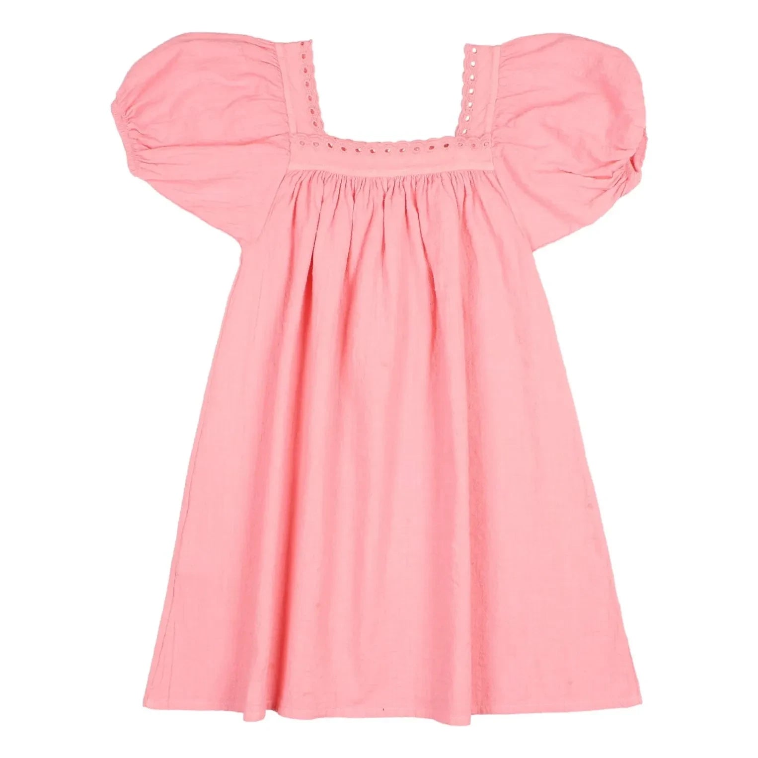 Búho - Vestido Festón de Algodón Orgánico | Rosa caramelo