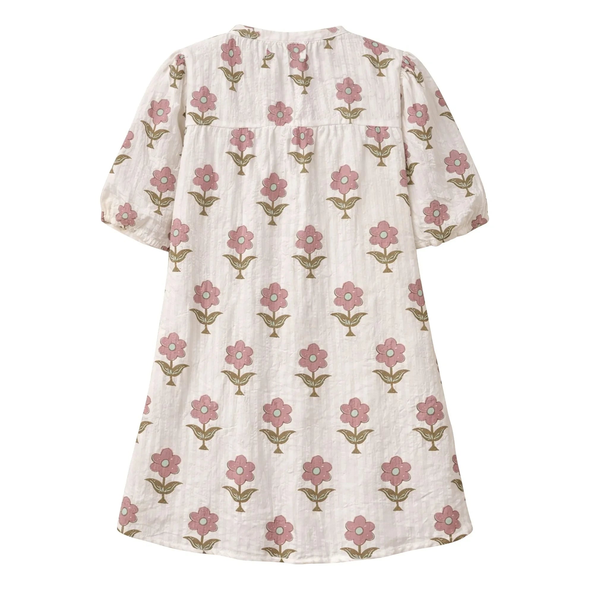 Lililotte - Vestido de algodón orgánico arrugado con estampado floral Romy Flowers | Crudo