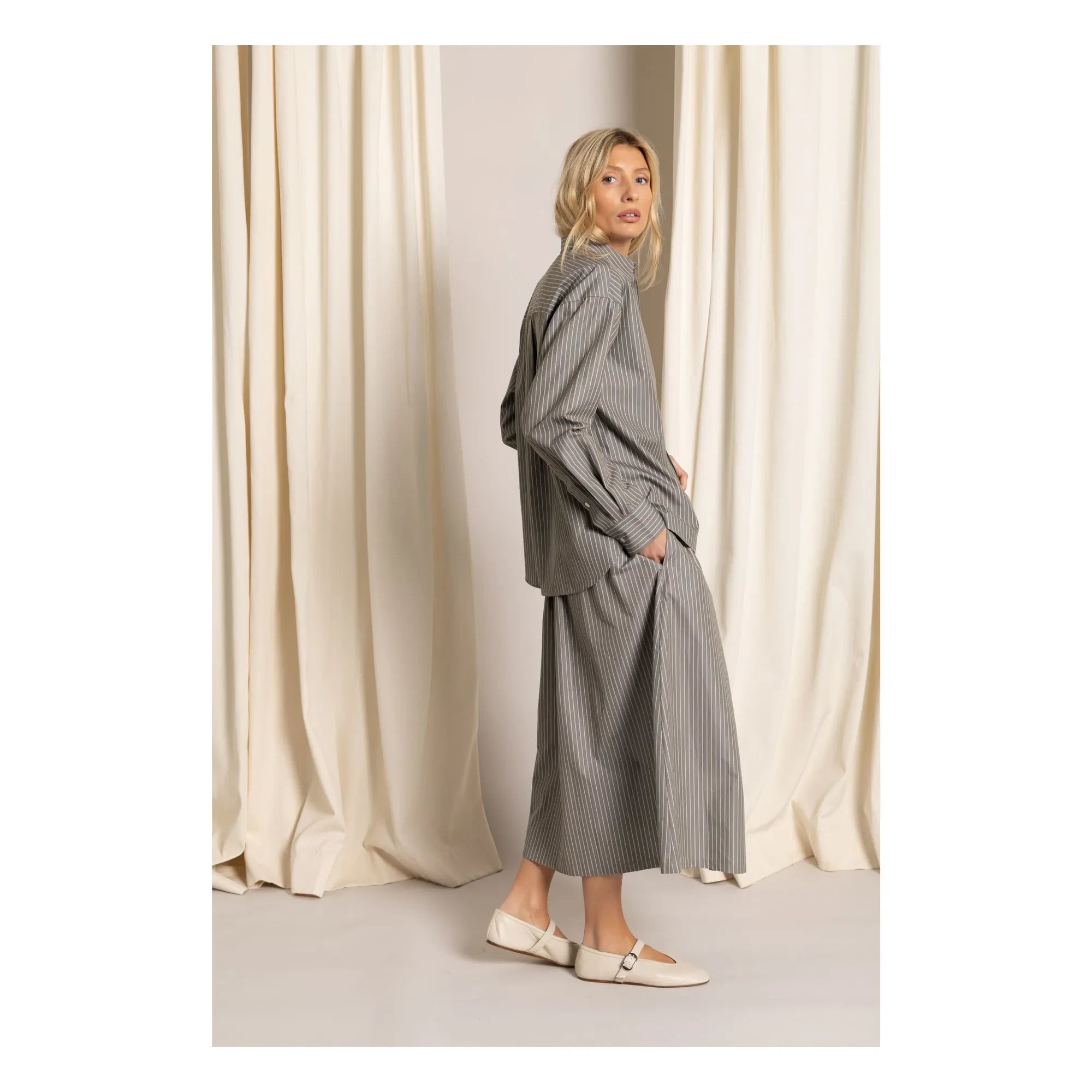Smallable Woman - Falda Bruna Rayas | Gris