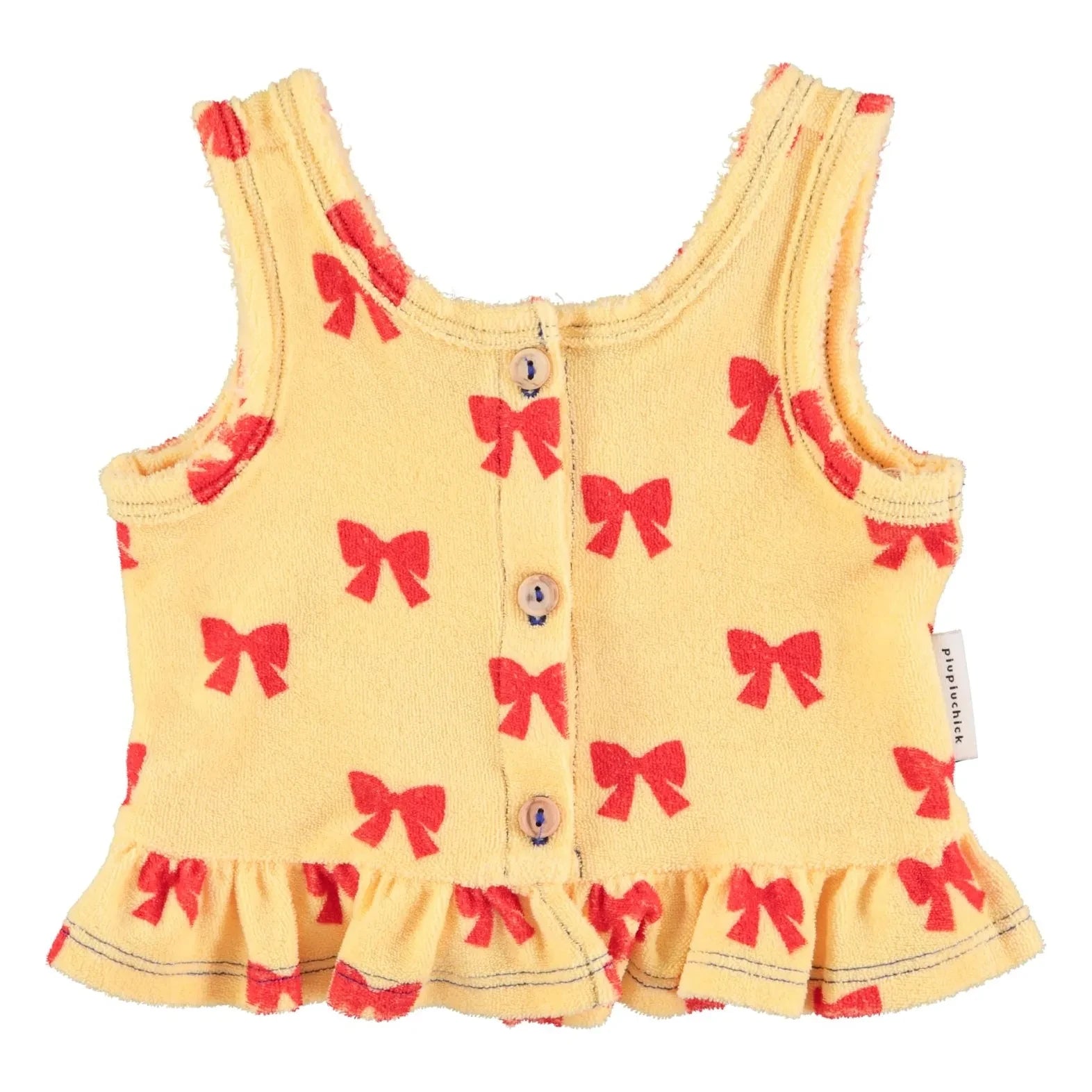 Piupiuchick - Top corto anudado de rizo orgánico | Amarillo