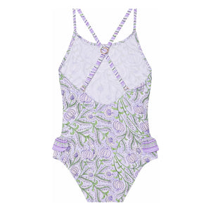 Lison Paris - 1 Bañador de Fibra Reciclada con Diseño de Amapola | Lila