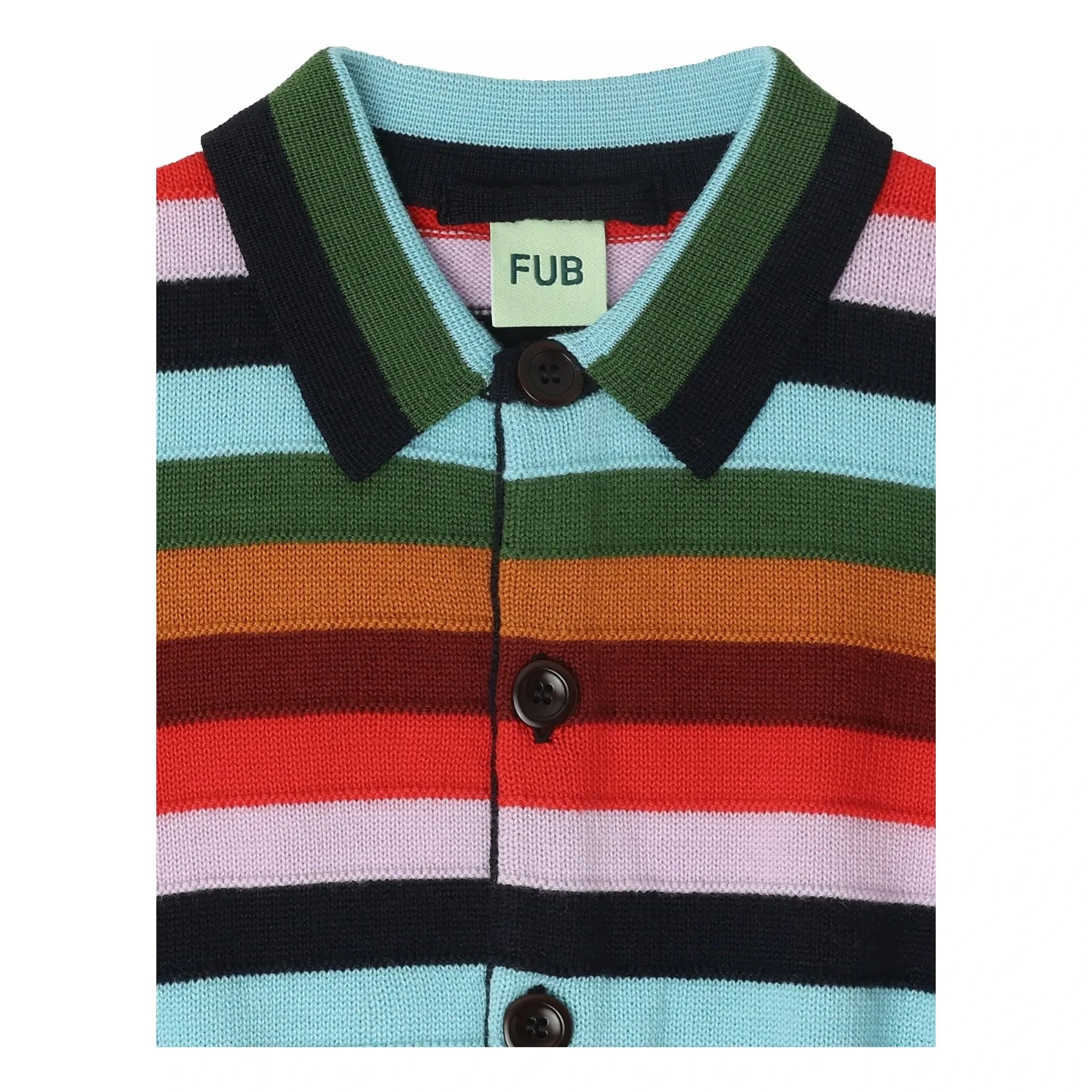 FUB - Çizgili Merino Yün Hırka | Lacivert