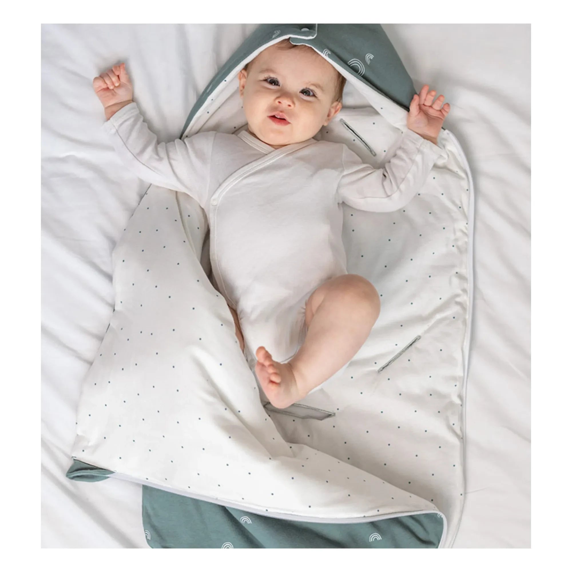 Les Petites Billes - Nido para bebé reversible multitemporada | Verde