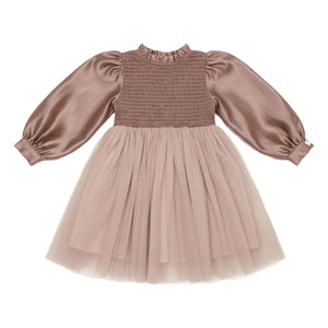 Donsje - Vestido fruncido de dos materiales Janice | Rosa