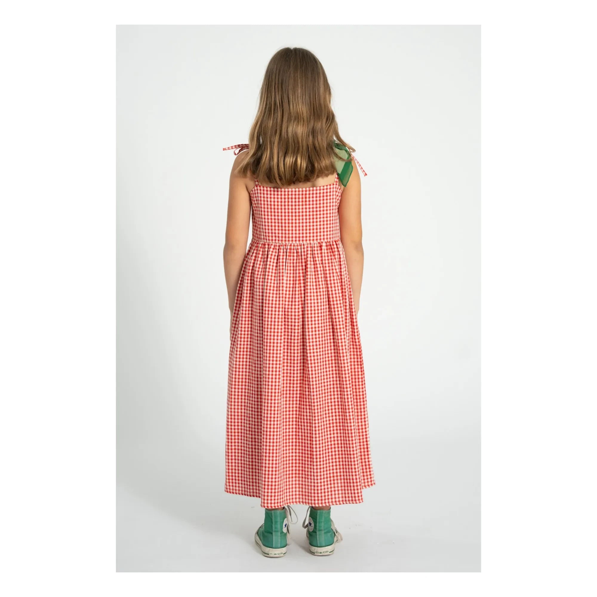 Piupiuchick - Vestido maxi de algodón orgánico Gingham | Rojo