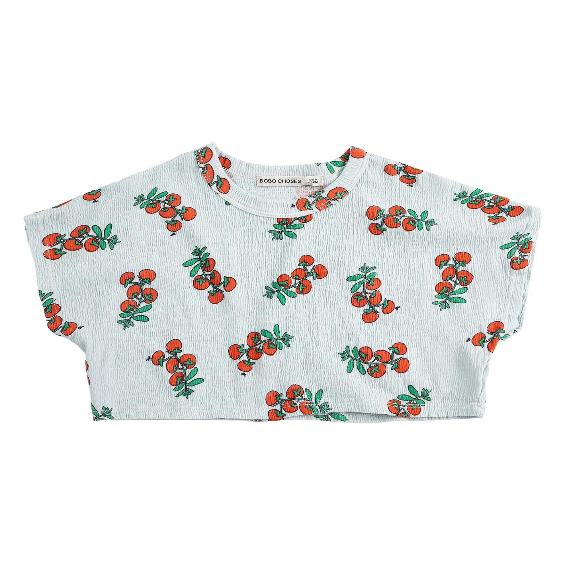 Bobo Choses - Camiseta Crop de Algodón Orgánico Tomate | Azul claro