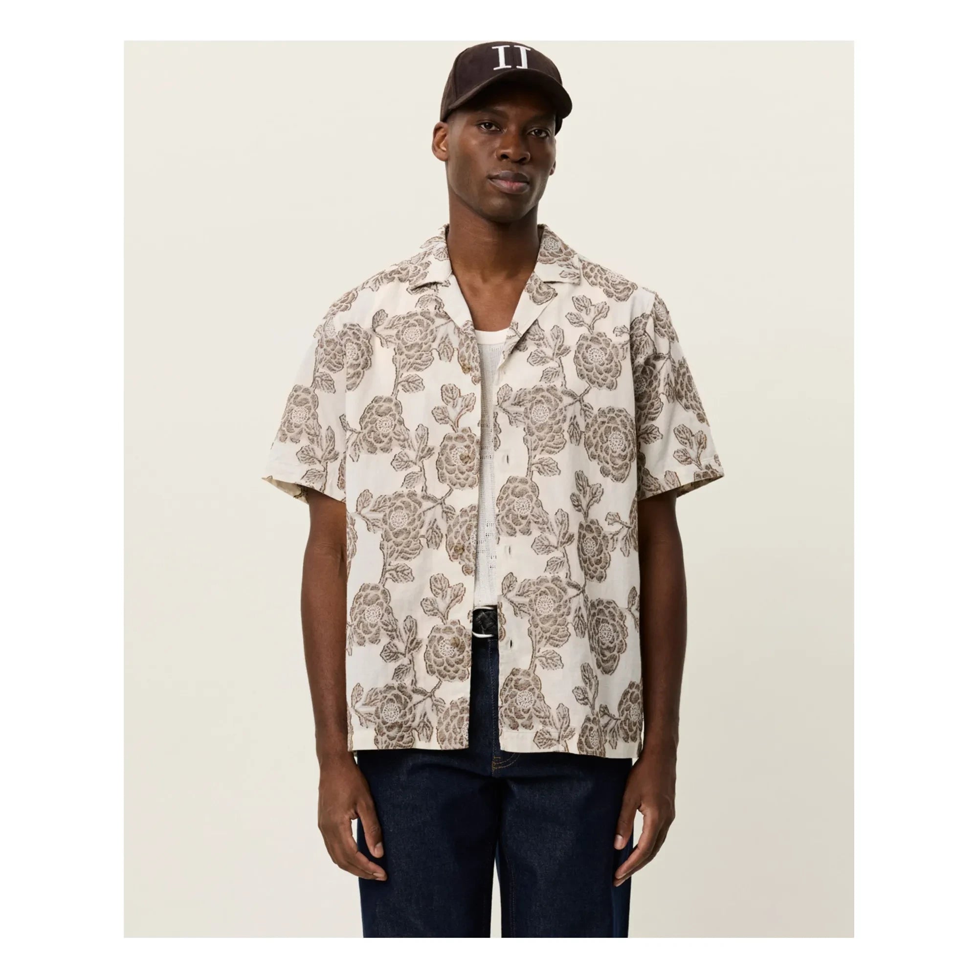 Les Deux - Camisa de manga corta con jacquard Lesley | Crema