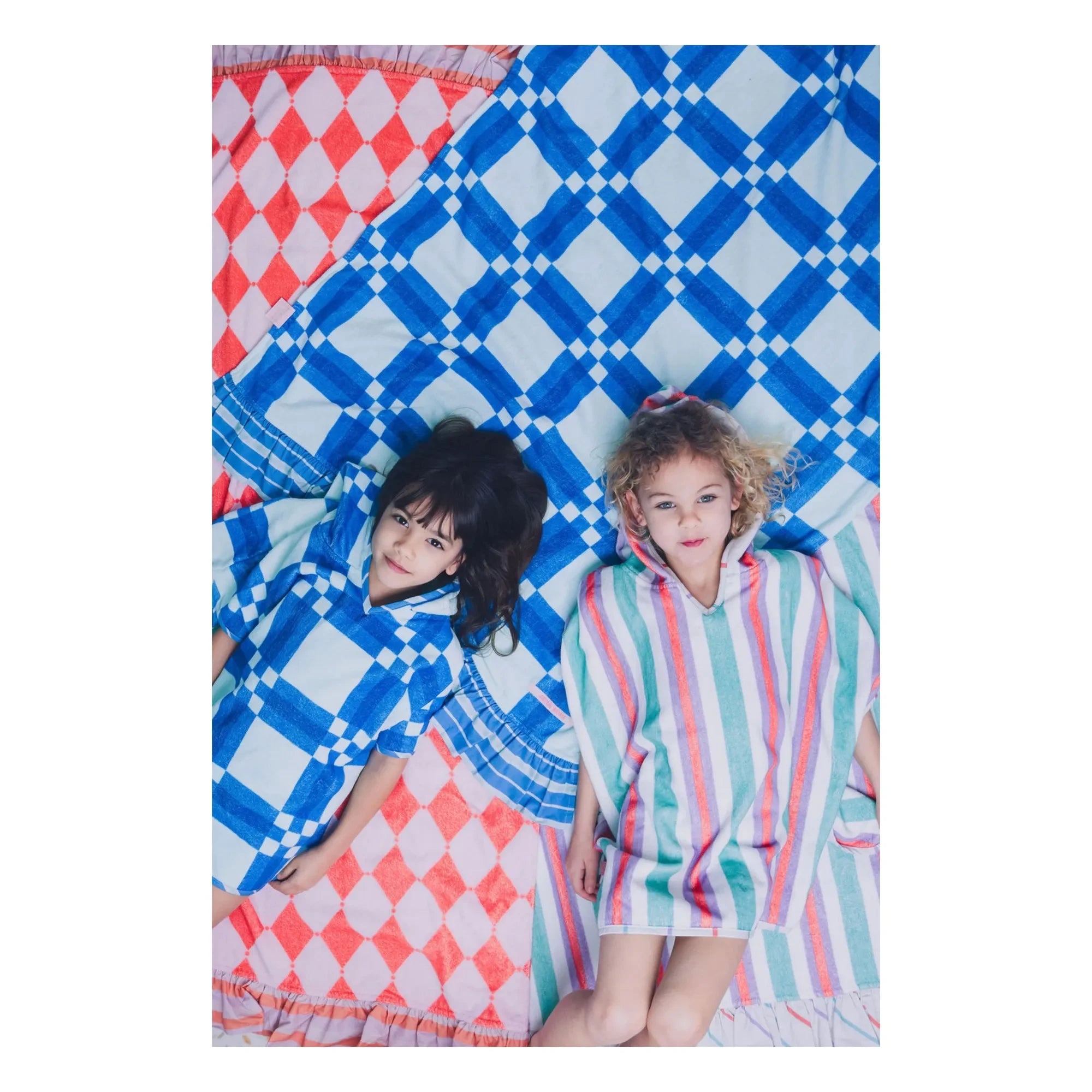 Jera Mini - Poncho de toalla a cuadros | Azul