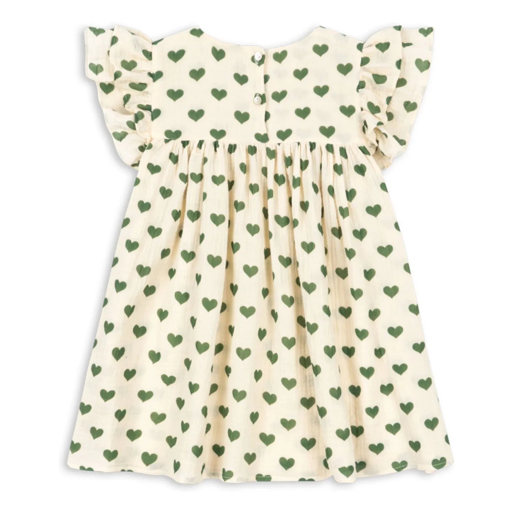 Konges Sløjd - Vestido de algodón orgánico Coco Hearts | Crudo
