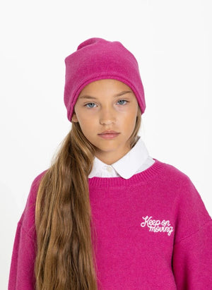 Smallable Kid - Gorro de lana a rayas | Rosa fluorescente
