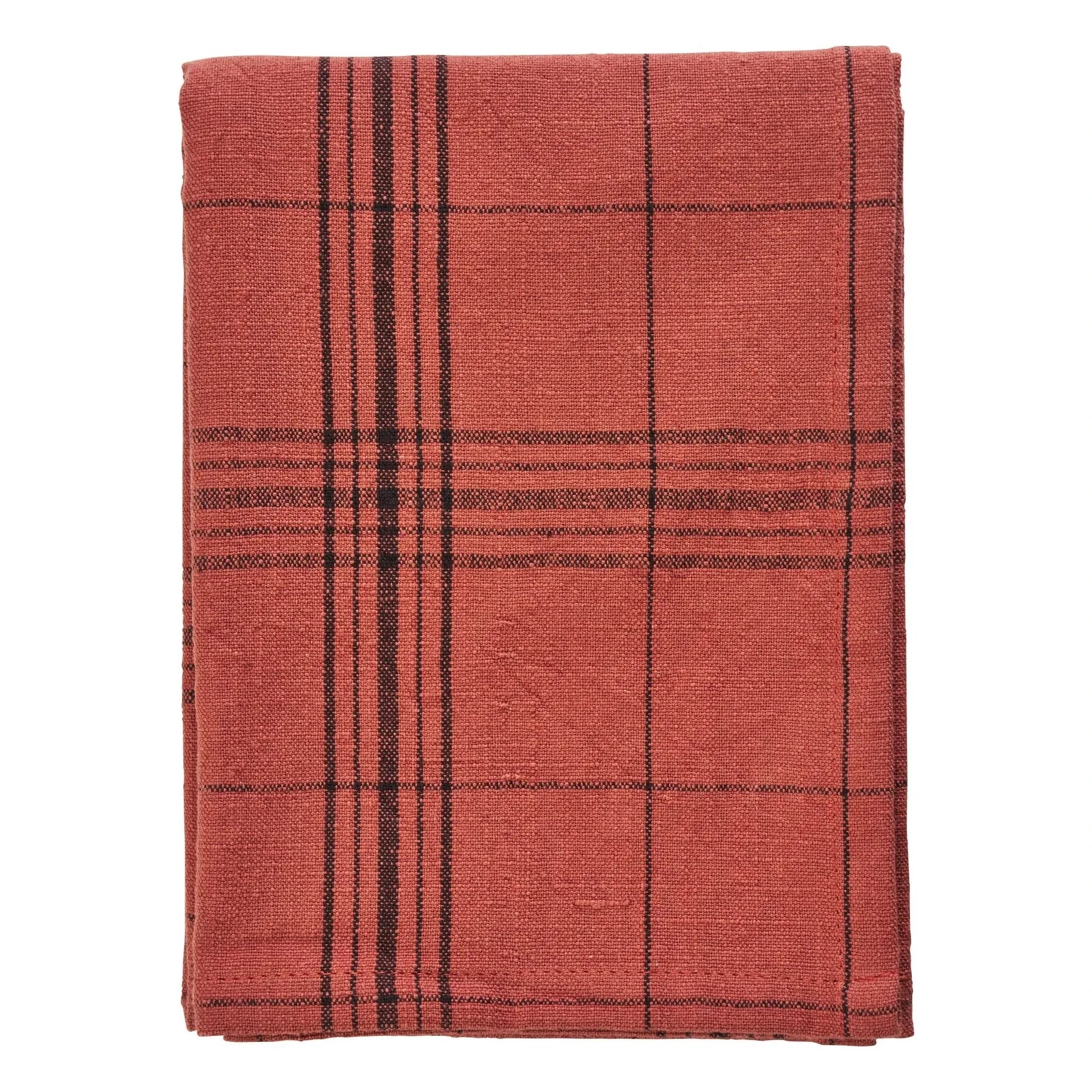 Madam Stoltz - Paño de cocina de algodón a cuadros | Rojo