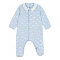Petit Bateau - Pijama de algodón orgánico con ballenas | Azul claro
