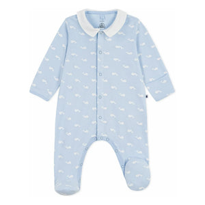 Petit Bateau - Pijama de algodón orgánico con ballenas | Azul claro