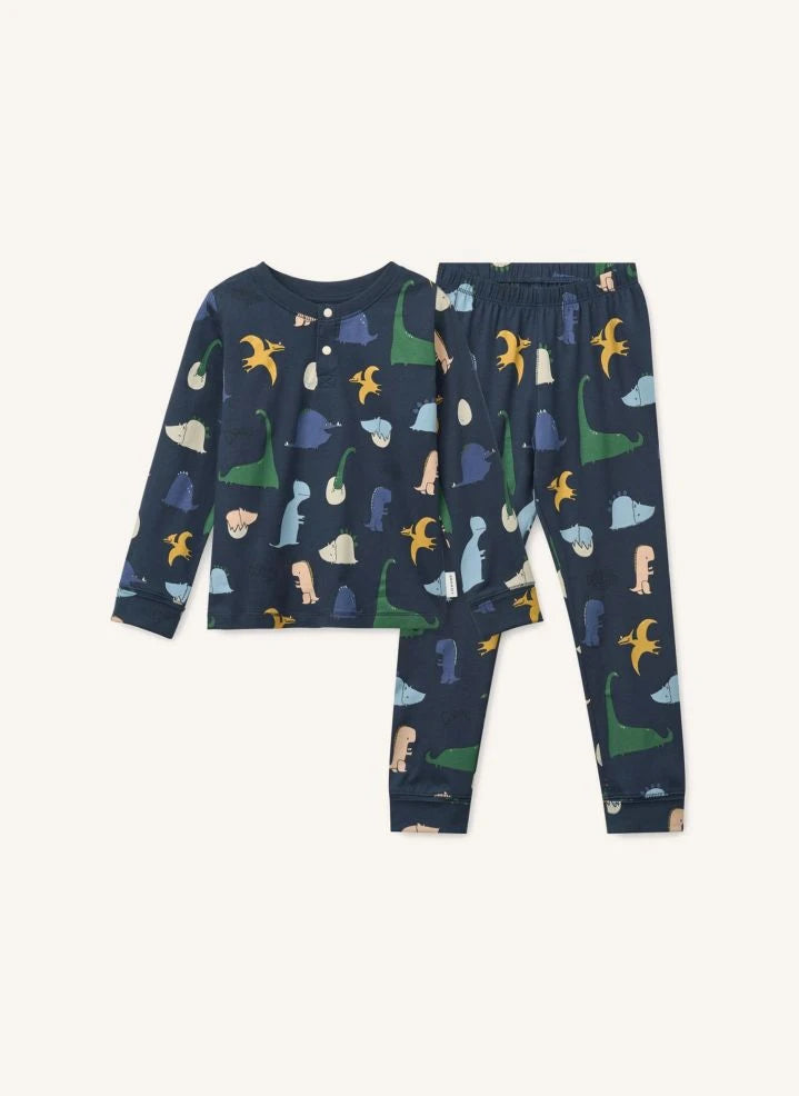 Liewood - Wilhelm Dinosaurios Pijama de Algodón Orgánico | Azul Oscuro
