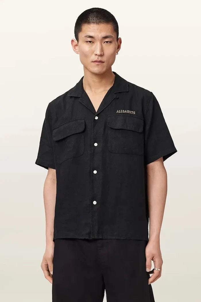 AllSaints Camisa de lino para hombre DUNLOE