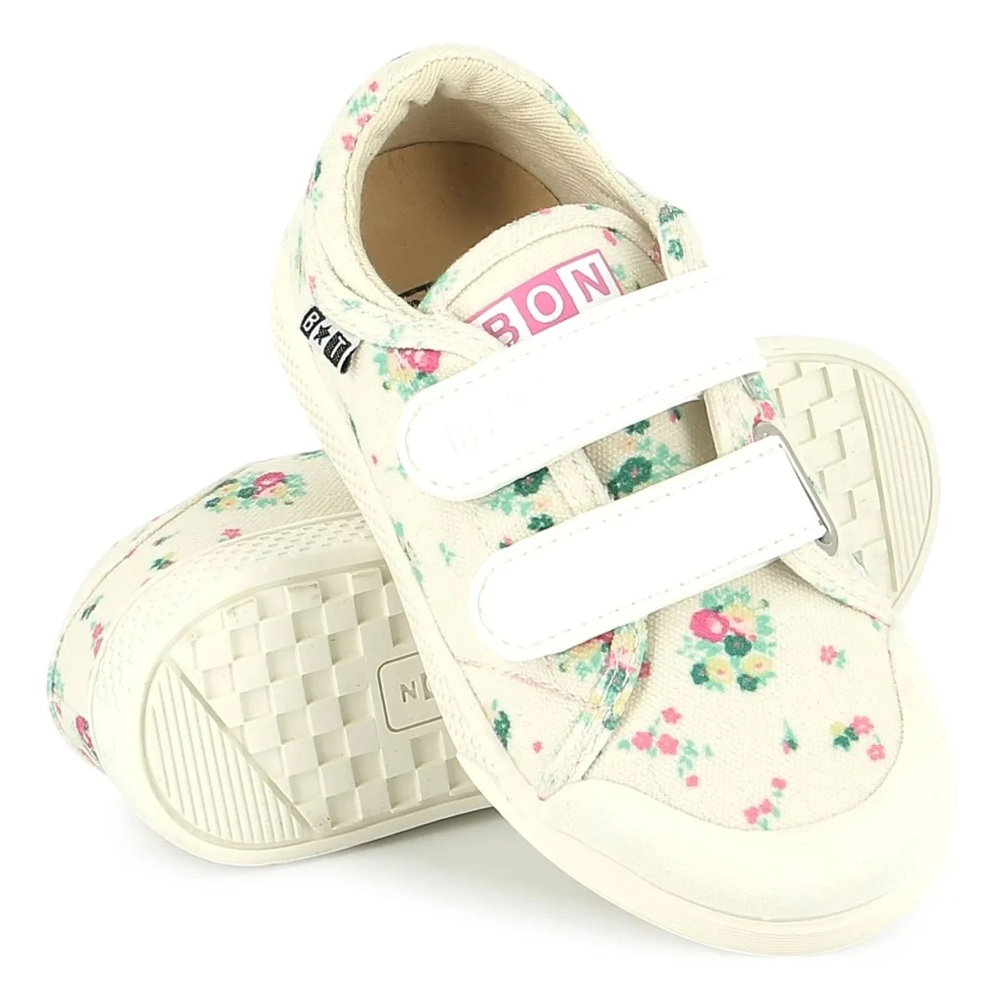 Bonton - Zapatillas Izy con flores y rayas | Crudo