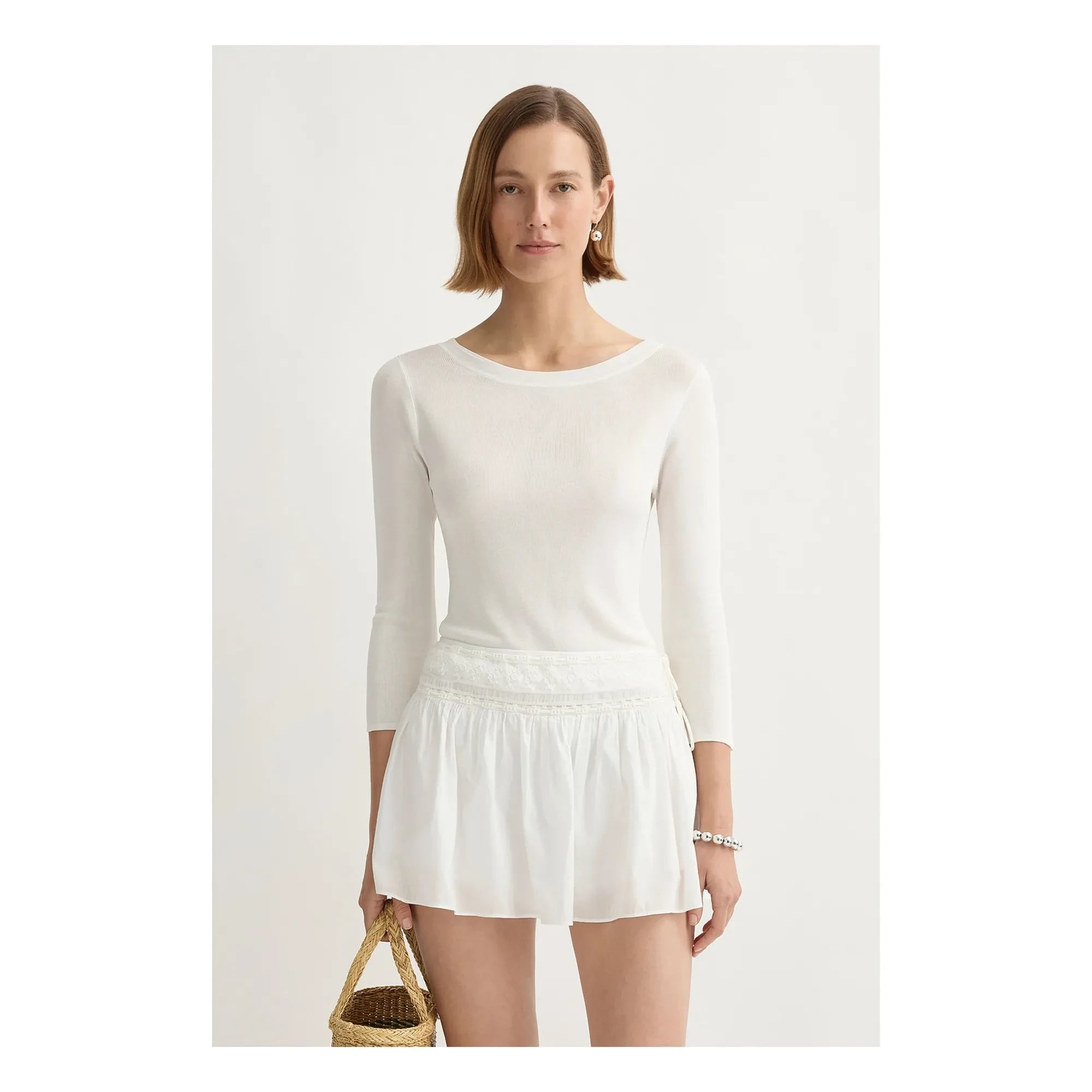 Posse - Danielle Minifalda de algodón | Blanco