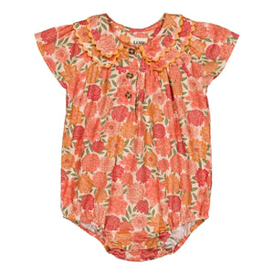 Loir - Toinette Fleurs Romper de algodón orgánico | Coral