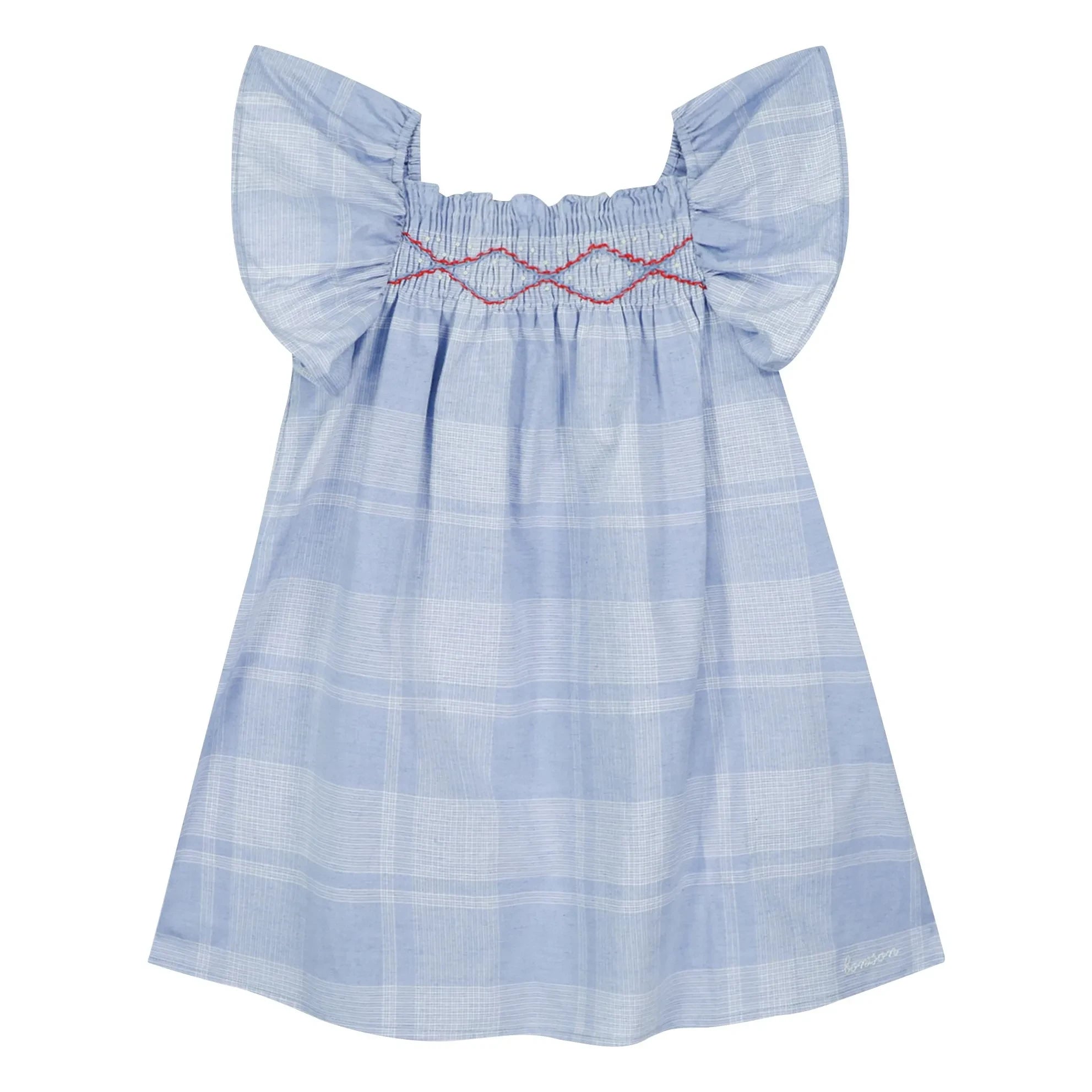 Bonton - Vestido fruncido de cuadros Natasha | Azul
