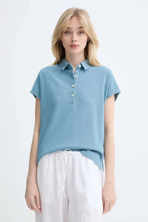 Camiseta de mujer de algodón con cuello de Marc O'Polo