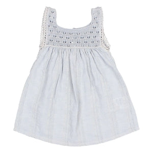 Búho - Vestido de algodón orgánico Lurex Boho | Azul pálido