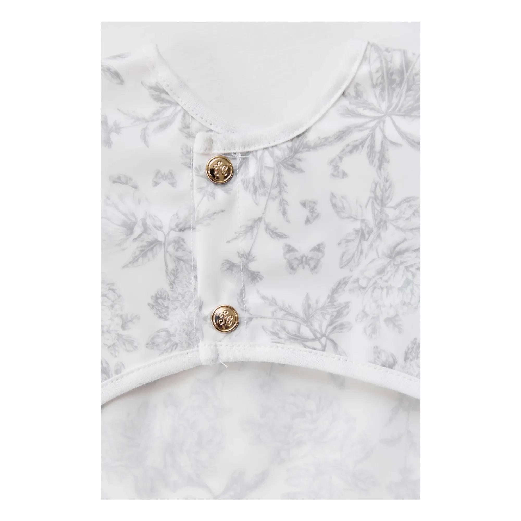 Tartine et Chocolat - Babero con mangas estampado Toile de Jouy | Gris