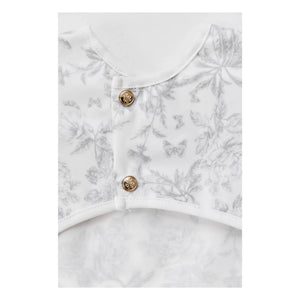 Tartine et Chocolat - Babero con mangas estampado Toile de Jouy | Gris