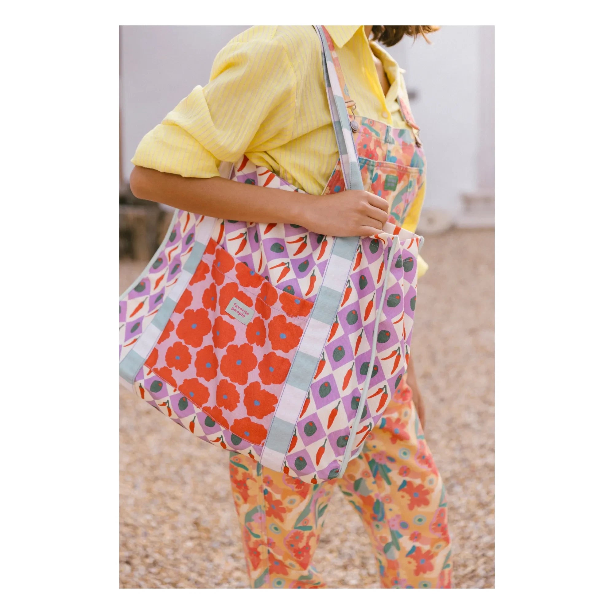 Favorite People - Bolso tote Formaggio Fleuri | Morado