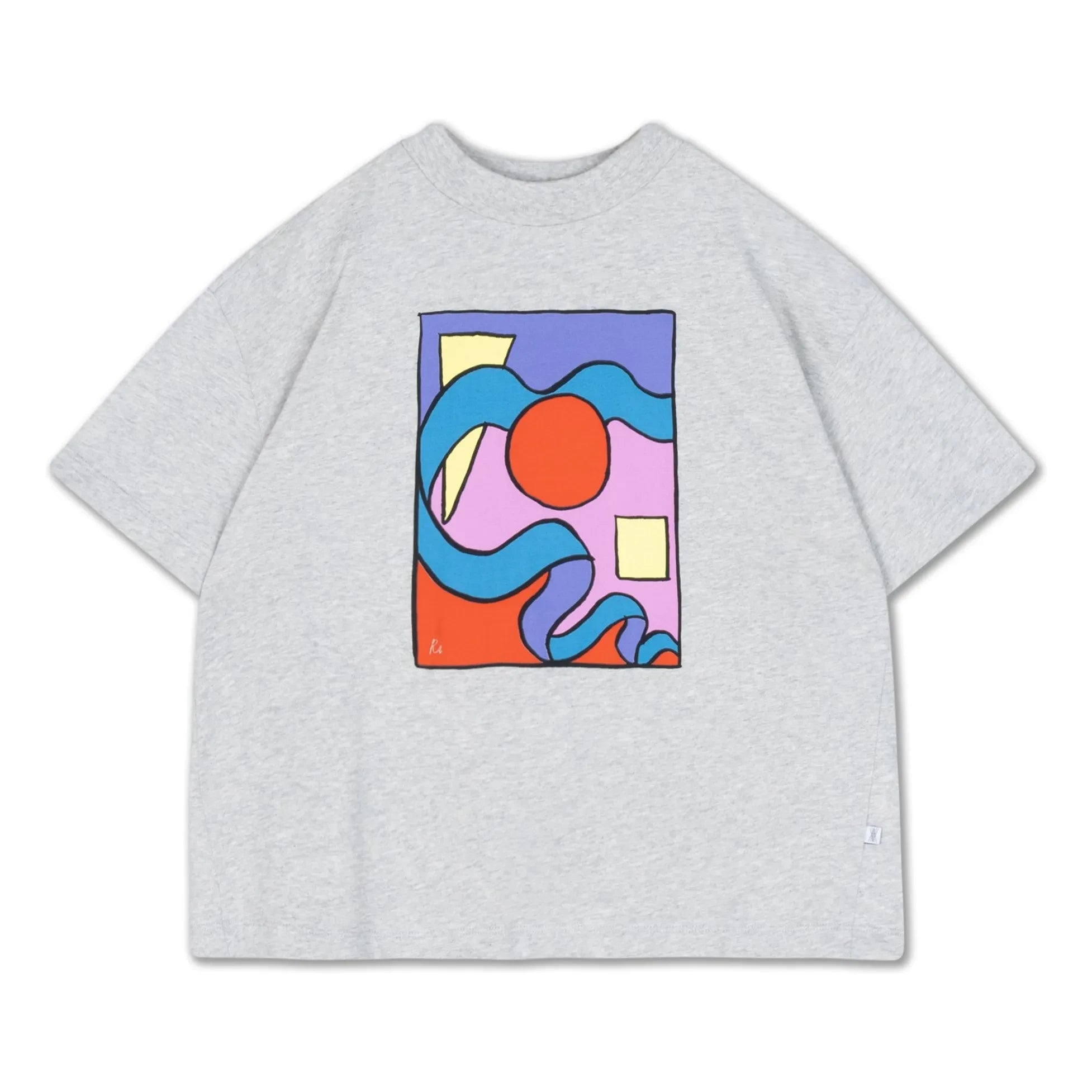 Repose AMS - Camiseta de algodón orgánico con corte cuadrado | Gris Jaspeado