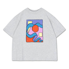 Repose AMS - Camiseta de algodón orgánico con corte cuadrado | Gris Jaspeado