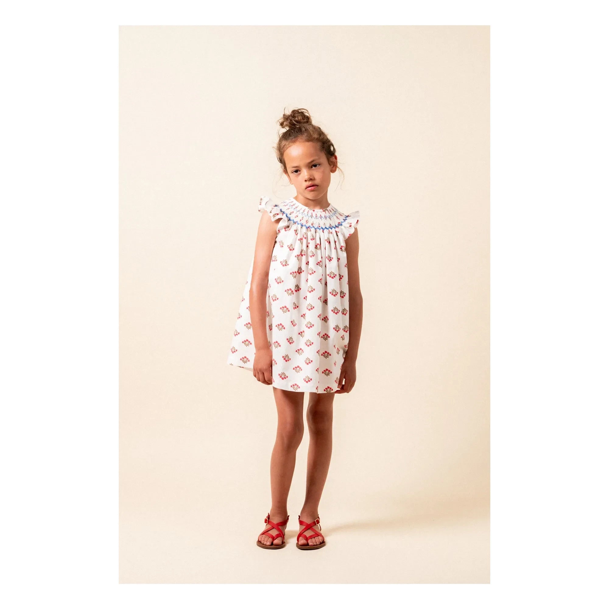birinit - Monzón Vestido fruncido de algodón orgánico | Blanco