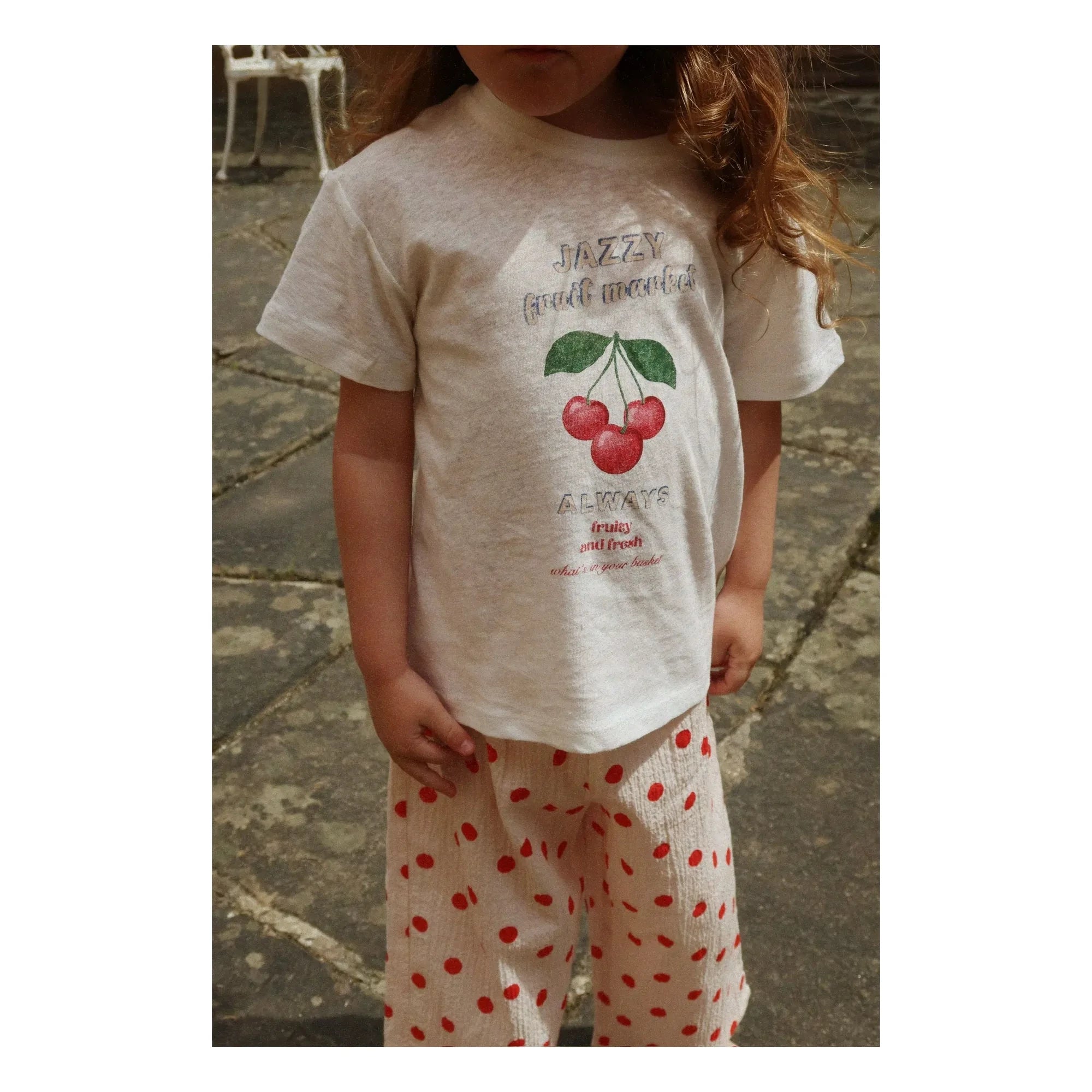 Konges Sløjd - Camiseta Era Cerises Lino y algodón orgánico | Blanca