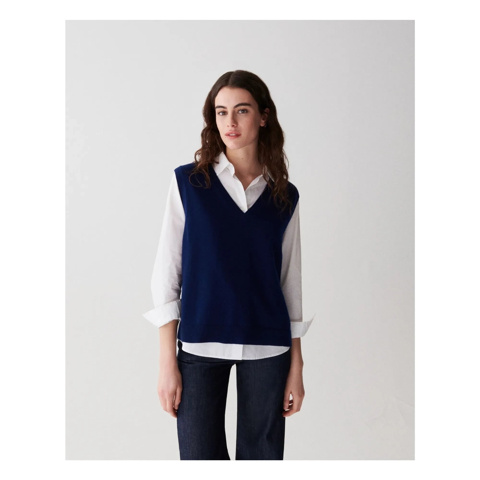 Bompard - Suéter de cachemira sin mangas y cuello de pico | Azul marino