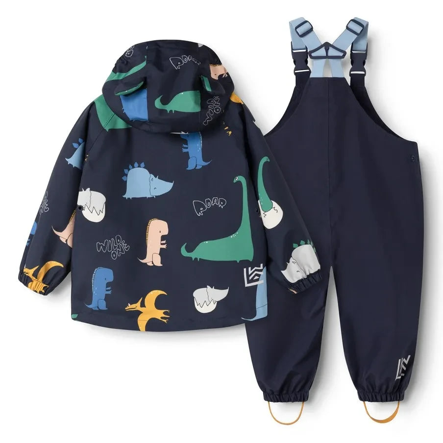 Liewood - Conjunto impermeable Manu Dinosaurs hecho con fibras recicladas | Azul marino