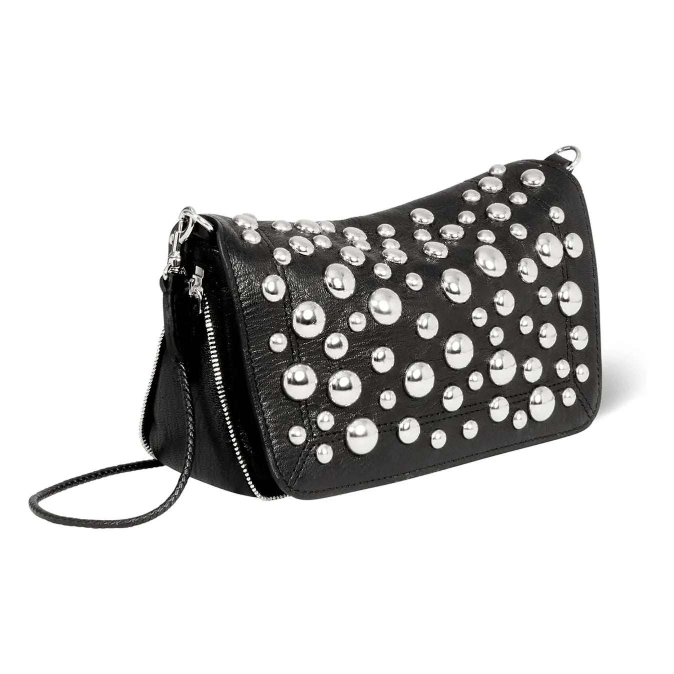 Jérôme Dreyfuss - Bolso Bobi S, piel de cabra moteada, plata | Negro