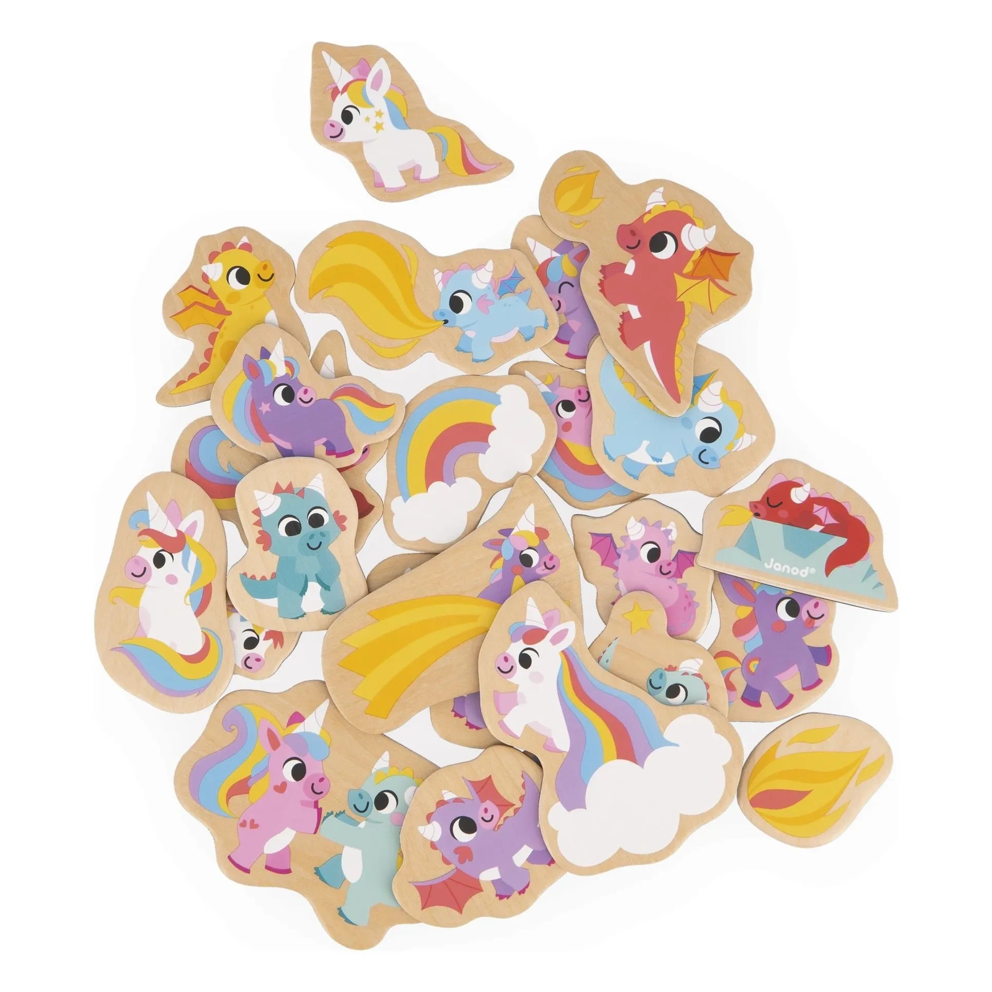 Janod - Imanes - Unicornios y Dragones - 24 piezas