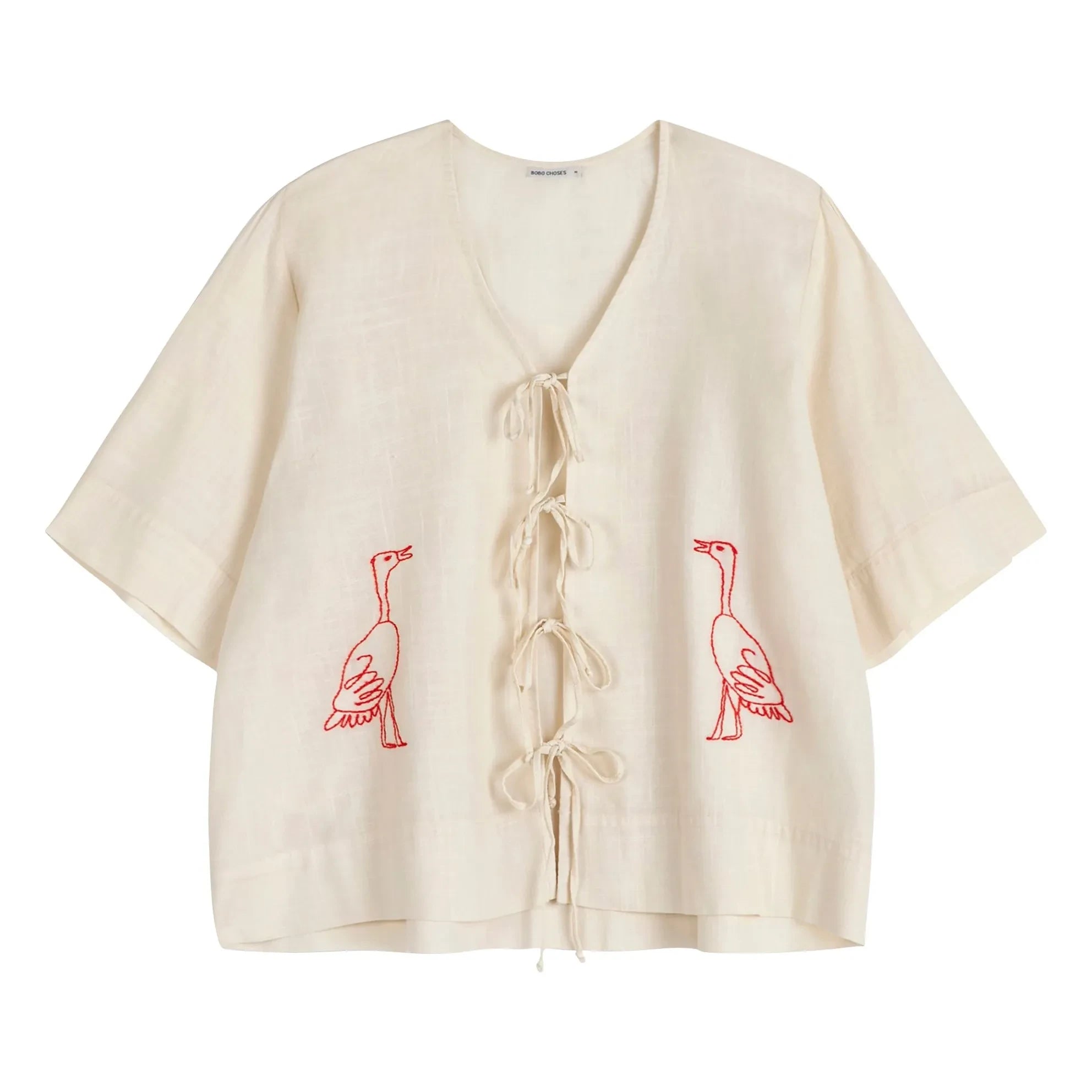 Bobo Choses - Blusa bordada de algodón orgánico | Crema