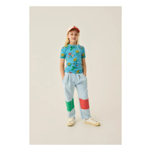 La Campamento - Camiseta Acanalada Flores | Azul azur