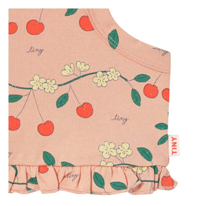 Tinycottons - Camiseta de volantes de algodón orgánico Cherry | Rosa