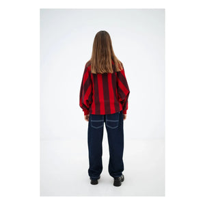 Repose AMS - Sudadera polo de algodón orgánico a rayas | Rojo