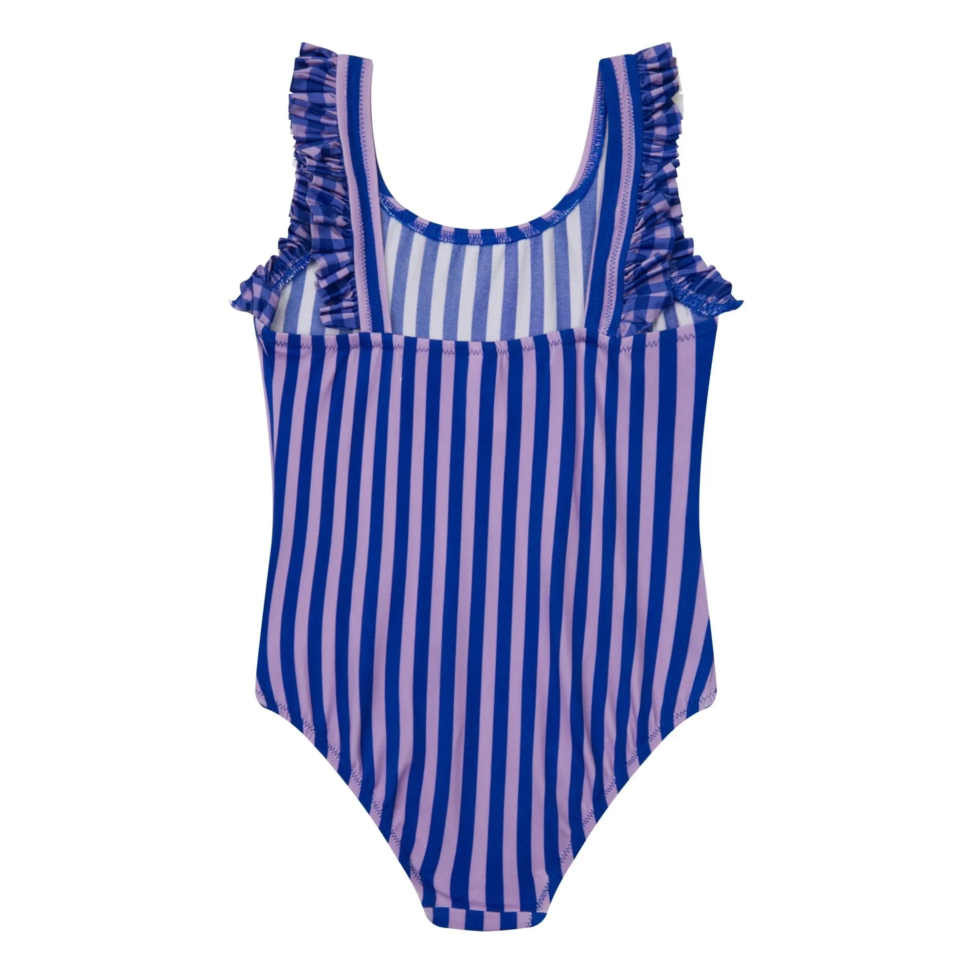 Jera Mini - Traje de baño con volantes a rayas | Azul marino