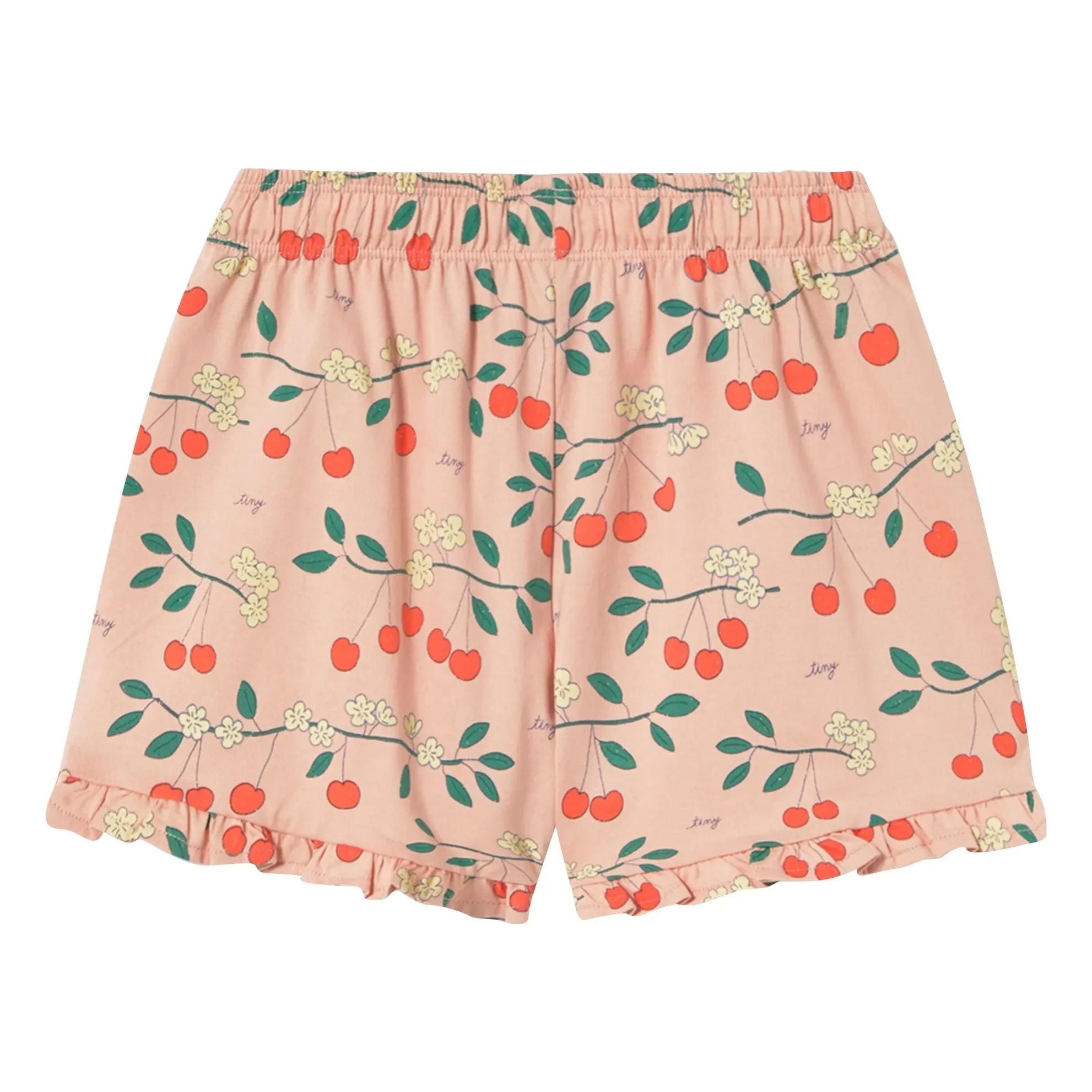 Tinycottons - Pantalones Cortos de Algodón Orgánico con Estampado de Cerezas | Rosa