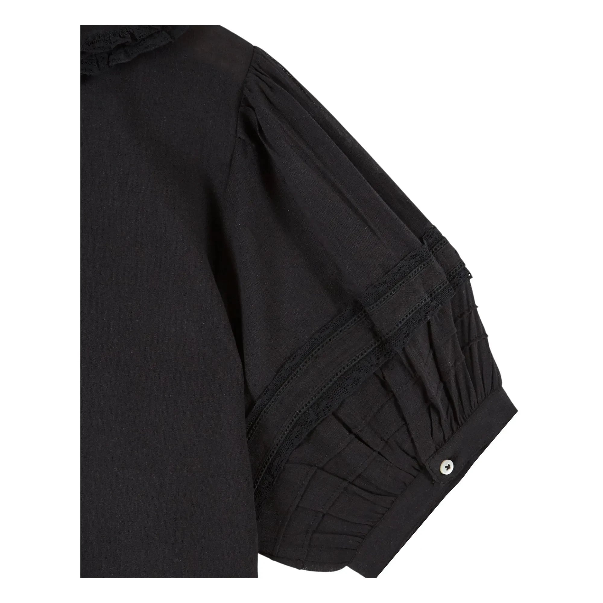 Emile et Ida - Blusa de algodón con encaje vintage | Negro